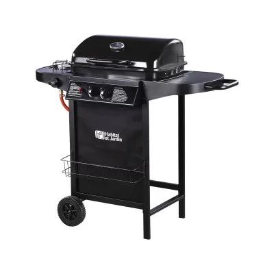 HABITAT ET JARDIN barbecue gaz party 3 - 3 br&ucirc;leurs dont 1 lat&eacute;ral - 9.38 kw - noir 