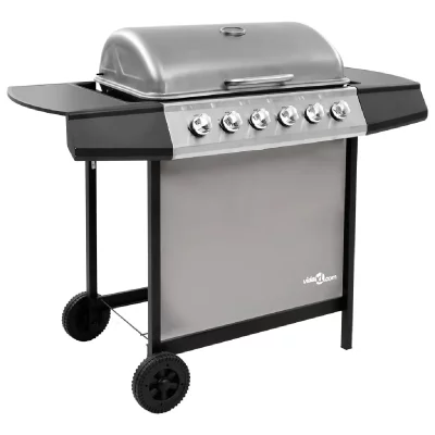 VIDAXL Barbecue gril &agrave; gaz avec 6 br&ucirc;leurs Noir et argent&eacute;