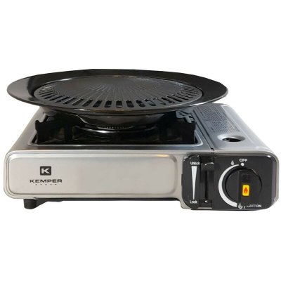 KEMPER Barbecue Grill 2 en 1 R&eacute;chaud gaz pi&eacute;zo 1900 W 