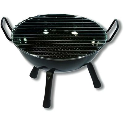 VISIODIRECT Barbecue rond vitrifi&eacute; pour table en acier inoxydable coloris noir - 28 x 20 cm