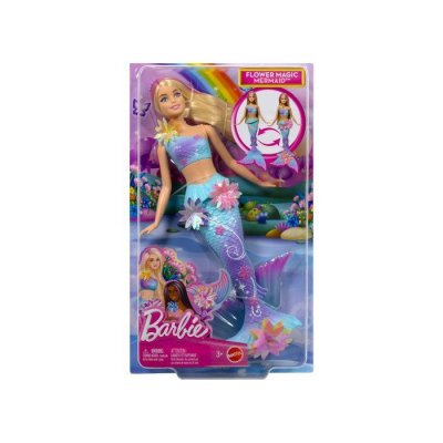 MATTEL Barbie barbie sir&egrave;ne blonde fleurs magiques - set poup&eacute;e mannequin + 1 carte