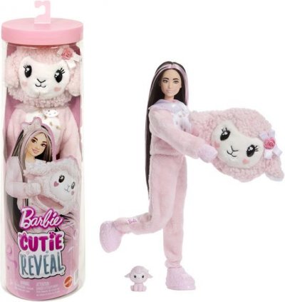 BARBIE  Cutie Reveal Agneau C&acirc;lin - 10 surprises - Rose