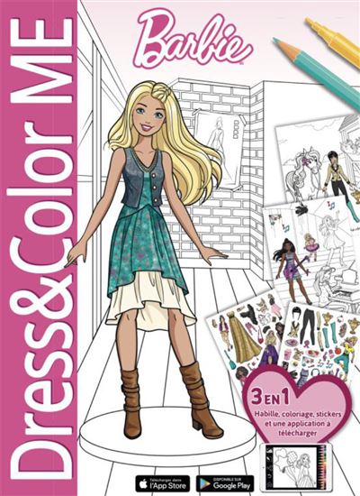PAS DE MARQUE Barbie dress & color me -  Collectif - Book'n App - broch&eacute; - Document jeunesse