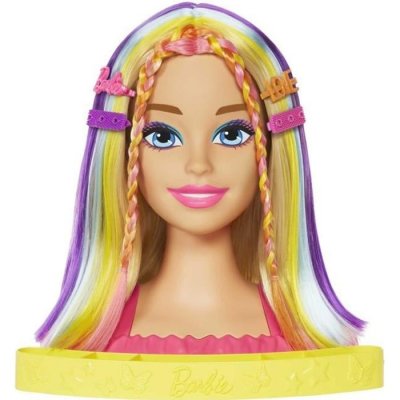 MATTEL Barbie Ultra chevelure - T&ecirc;te &agrave; coiffer blonde m&egrave;ches arc-en-ciel