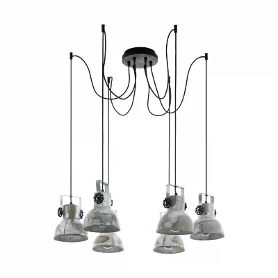 EGLO Barnstaple plafonnier suspendu 6 lampes grappe marron patin&eacute;, noir