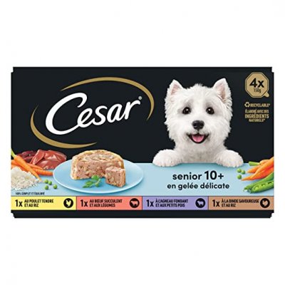 CESAR Barquettes en gel&eacute;e 4 vari&eacute;t&eacute;s pour chien