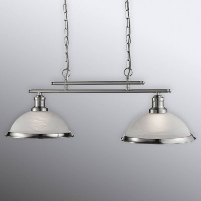 SEARCHLIGHT Barre 2 ampoules Bistro, en argent antique et verre acide