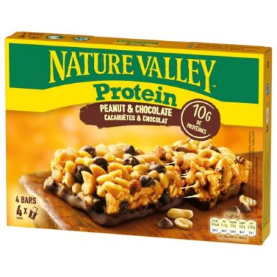NATURE VALLEY Barre de c&eacute;r&eacute;ales protein cacahu&egrave;tes & chocolat