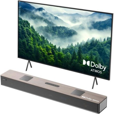 HIWILL Barre de Son -  - A502 - 400W - Dolby Atmos - Bois Noyer avec HDMI eARC/AUX