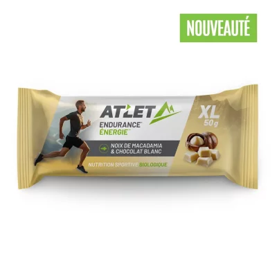 ATLET NUTRITION Barre &eacute;nerg&eacute;tique Bio macadamia et chocolat blanc 