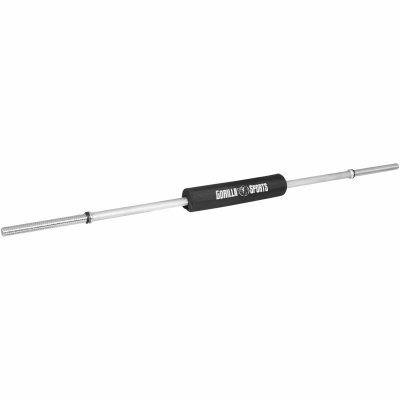 GORILLA SPORTS Barre longue de 170cm avec bague de serrage, diam&egrave;tre 30mm avec coussin de protection