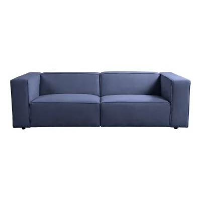 CASANOVA PARIS Basil - Canap&eacute; Droit Tissu Lisse 3 Places Bleu