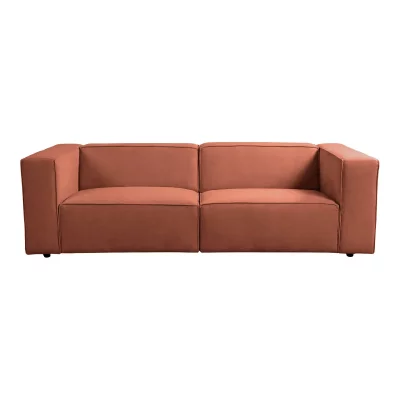 CASANOVA PARIS Basil - Canap&eacute; Droit Tissu Lisse 3 Places Terracotta
