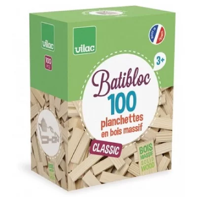 VILAC BATIBLOC CLASSIC 100 PLANCHETTES EN BOIS MASSIF 