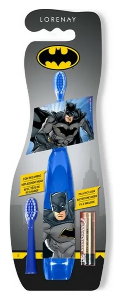 LORENAY Batman Brosse &agrave; dents &eacute;lectrique avec deux t&ecirc;tes et pile 100 g