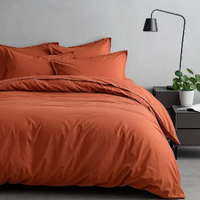 HOUSSE DE REVE Baton Rouge Parure Housse de couette 100% Satin de Coton rouge 240x220 cm