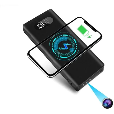YONIS Batterie Cam&eacute;ra Espion Full HD 1080p Powerbank Vision IR D&eacute;tection Mouvement + SD 32Go 