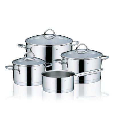 Batterie de cuisine acier inoxydabe 18/10 4 pi&egrave;ces tous feux dont induction