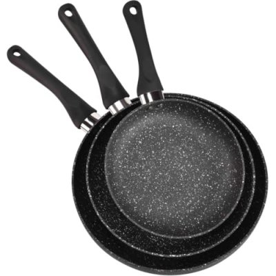 ESSENTIEL B Batterie de cuisine ESSENTIELB 3 poeles Pietra black