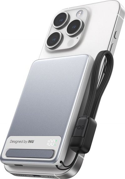INIU Batterie Externe Magn&eacute;tique Magpro Slim 5000 Mah Blanc 20w 