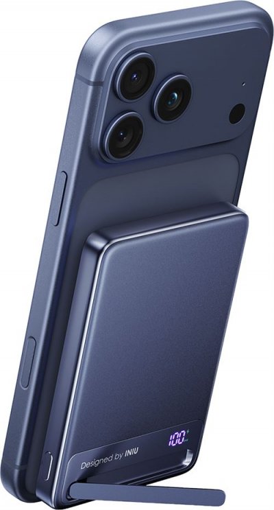 INIU Batterie externe Powerbank 25 W MagPro Slim Magnet QI2.2 avec c&acirc;ble USB Type C 10000 mAh Bleu