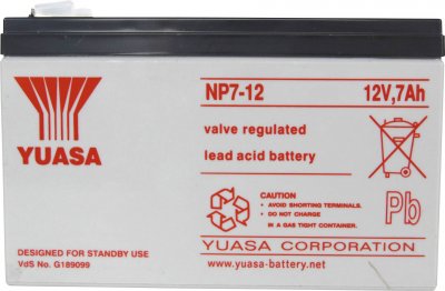 YUASA Batterie plomb etanche enersys NP7-12 petites cosses - 12V 7Ah