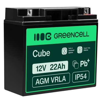 GREEN CELL Batterie sans entretien AGM VRLA 12V 22Ah pour bateau scooter chariot jouet