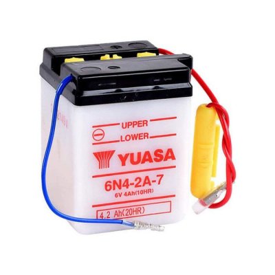 YUASA Batterie  pour Moto Honda 80 MT 1980 &agrave;  1982 6N4-2A-7 / 6V 4Ah