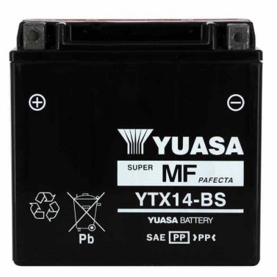YUASA Batterie  YTX14-BS sans entretien livr&eacute;e avec pack acide