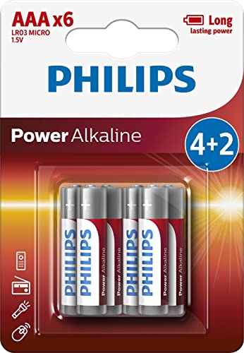 PHILIPS Batteries Alcaline type AAA  LR03P6BP/10