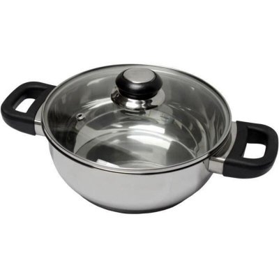 BAUMALU  331974 Faitout 24 cm inox + couvercle verre Saphir bakelite