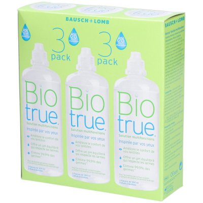 BIOTRUE BAUSCH&LOMB  solutions multifonctions pour lentilles 300ml x 3