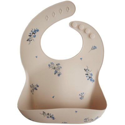 MUSHIE Bavoir &agrave; poche en silicone Lilac flowers