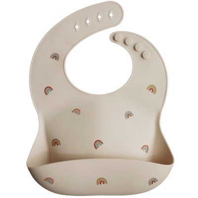 MUSHIE Bavoir beige arc-en-ciel en silicone pour b&eacute;b&eacute; - TU