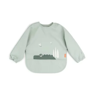 DONE BY DEER Bavoir manches avec poche Croco Vert