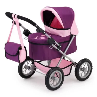 BAYER  Poussette Landau Pour Poup&eacute;e Trendy Prune, R&eacute;glable - 68 Cm