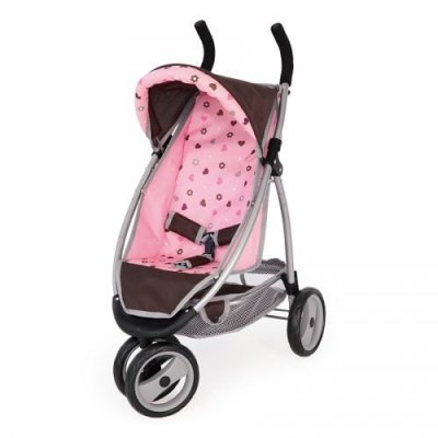 BAYER  poussette pour poup&eacute;e jogger sport marron et rose 39920aa 420155