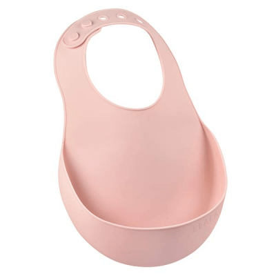 BEABA  Bavoir enfant &agrave; nouer silicone rose