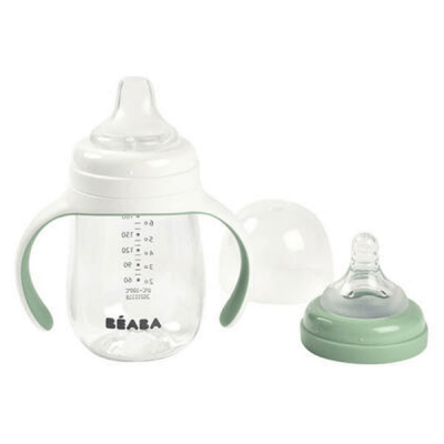 BEABA &reg; Biberon d'apprentissage 2en1 tritane, vert sauge 210 ml