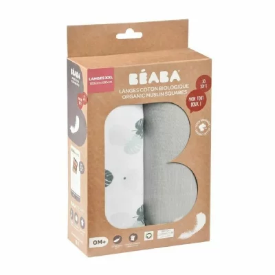 BéABA Beaba, bo&icirc;te 2 langes 120cm - gris mirage jungle BEA3384349203870