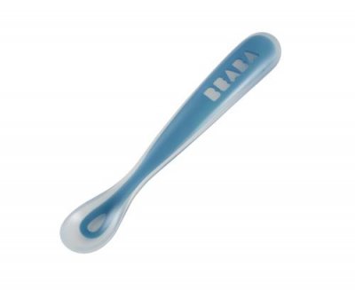BEABA  - Cuillere Silicone 1er repas - Bleu