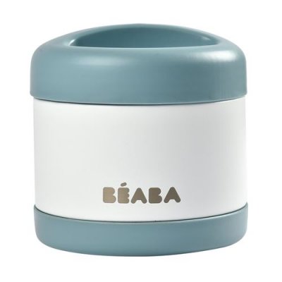 BEABA B&eacute;aba Portion Pot de Conservation Inox Isotherme Bleu Blanc 500ml