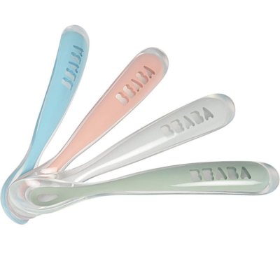 BEABA B&eacute;aba repas set de 4 cuillleres silicone 1er &acirc;ge BEA3384349134655