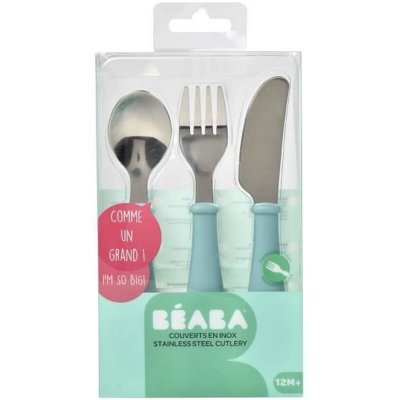 BEABA , set de 3 couverts inox airy green BEA3384349134617