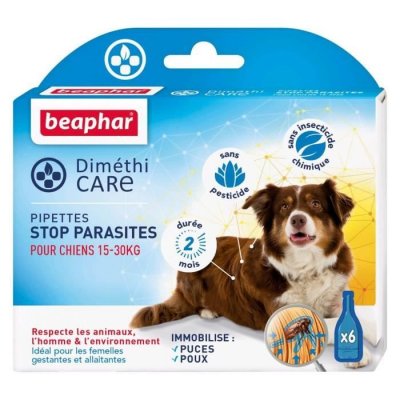 BEAPHAR  Pipettes Stop Parasites Dim&eacute;thicare - Pour Chien Moyen De 15-30 Kg - 6 Pipettes
