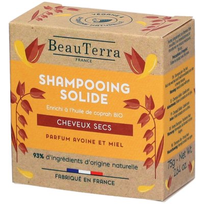 BEAUTERRA  Shampooing Solide Cheveux Secs et Ab&icirc;m&eacute;s 75g