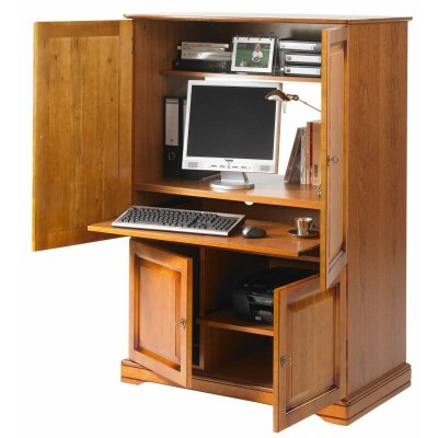 Beaux Meubles Pas Chers Armoire Informatique 4 Portes Merisier