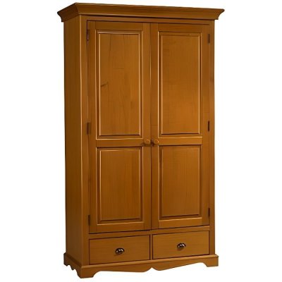 BEAUX MEUBLES PAS CHERS  Armoire Penderie Pin Miel 2 Portes 2 Tiroirs
