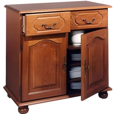 Beaux Meubles Pas Chers - Bahut Ch&ecirc;ne 2 Portes 2 Tiroirs - marron