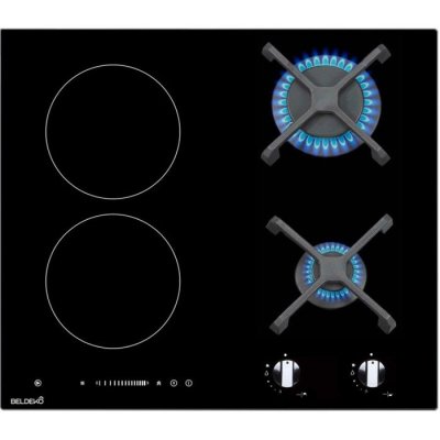 BELDEKO  Plaque Mixte 2 Gaz + 2 Induction 6900W - Marque Fran&ccedil;aise